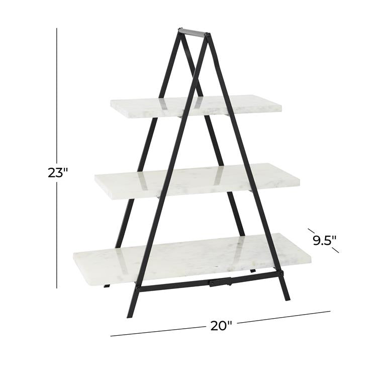 WHITE MARBLE 3 TIERED TIERED SERVER