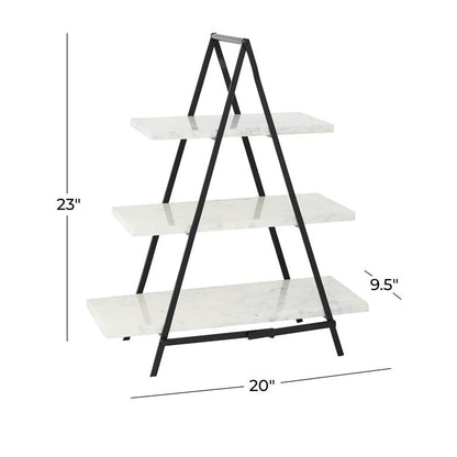 WHITE MARBLE 3 TIERED TIERED SERVER