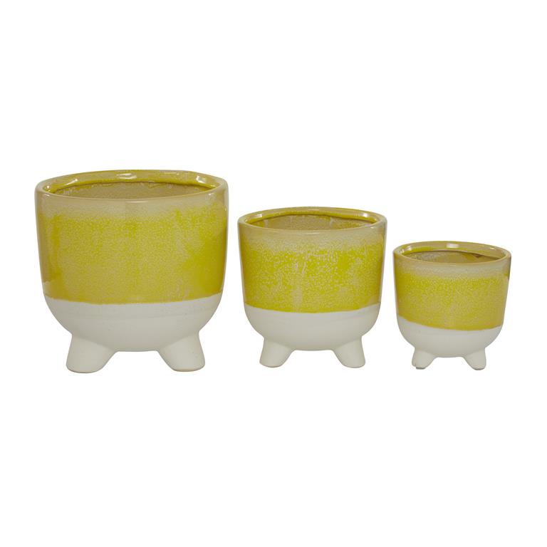 YELLOW CERAMIC INDOOR OUTDOOR PLANTER