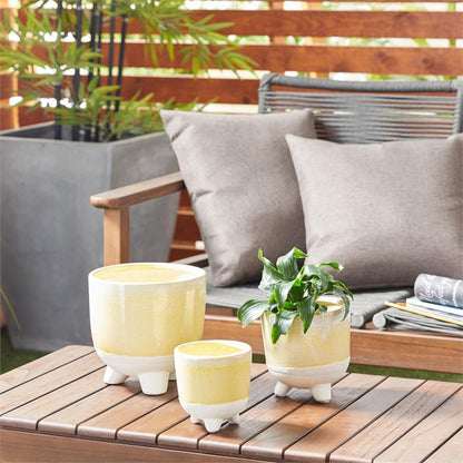 YELLOW CERAMIC INDOOR OUTDOOR PLANTER