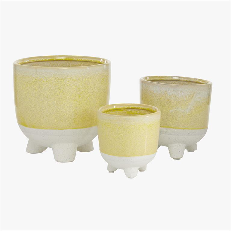 YELLOW CERAMIC INDOOR OUTDOOR PLANTER