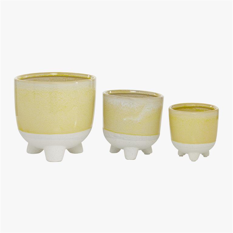 YELLOW CERAMIC INDOOR OUTDOOR PLANTER