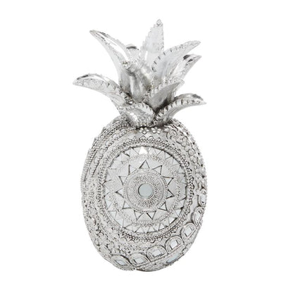 SILVER POLYSTONE GLAM PINAPPLE SCULPTURE