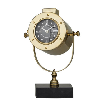 BRASS STAINLESS STEEL CLOCK WITH BLACK BASE