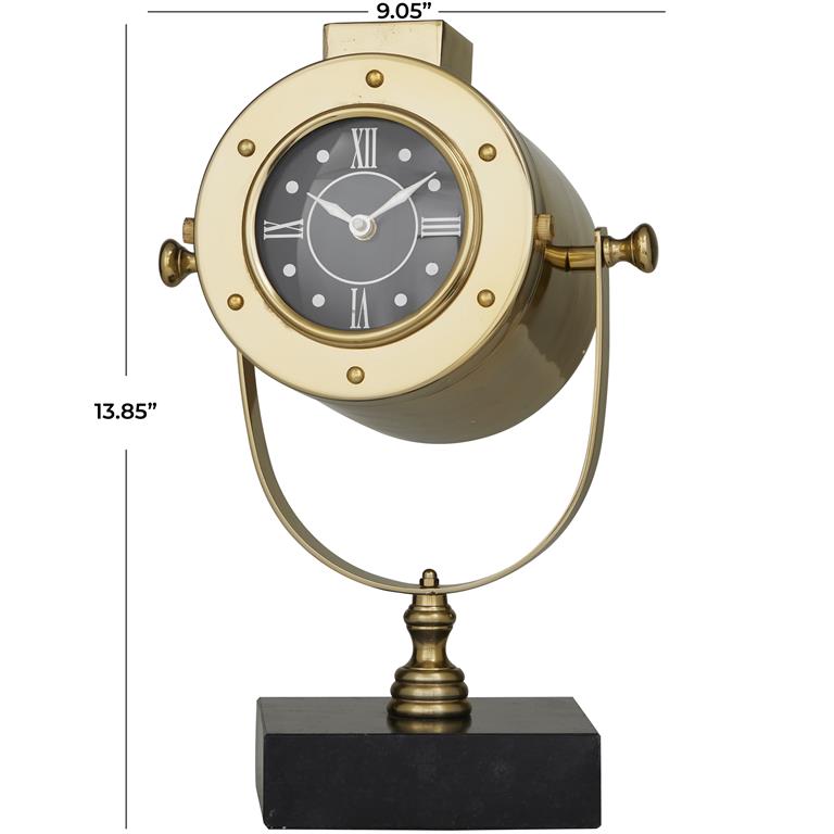 BRASS STAINLESS STEEL CLOCK WITH BLACK BASE