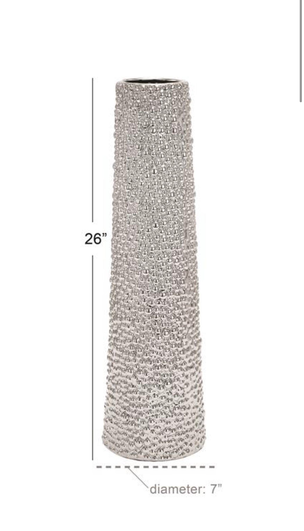 SILVER CERAMIC VASE WITH BUBBLE TEXTURE