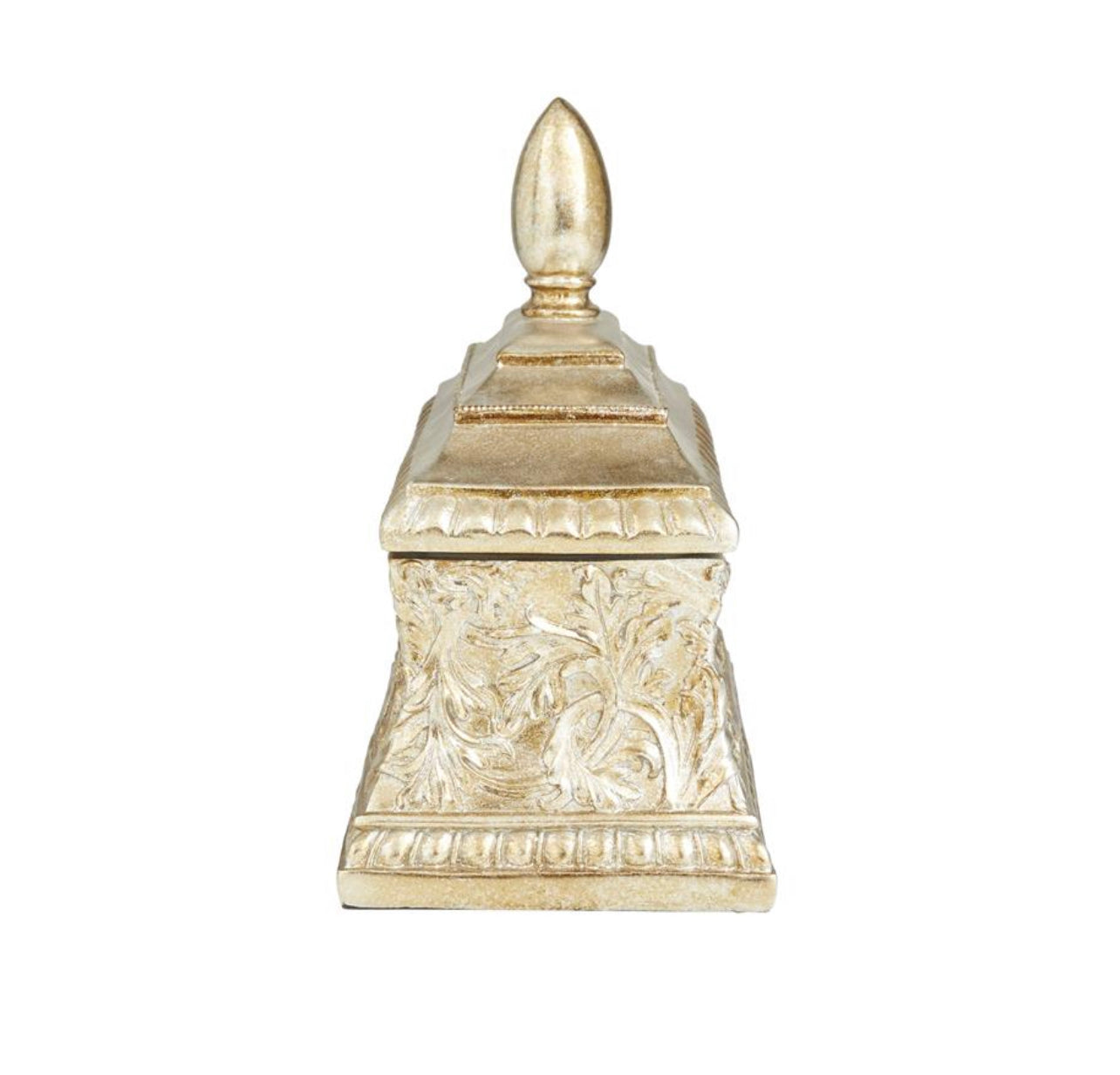 GOLD POLYSTONE FLORAL EMBOSSED DECORATIVE JARS, 10