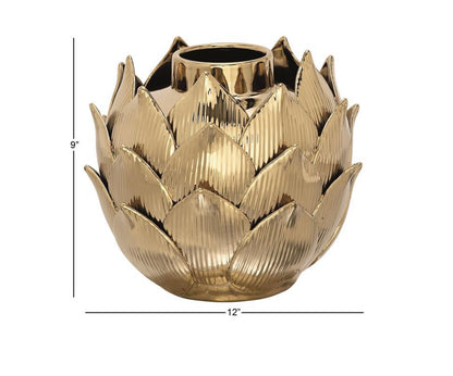 GOLD PORCELAIN FLORAL VASE