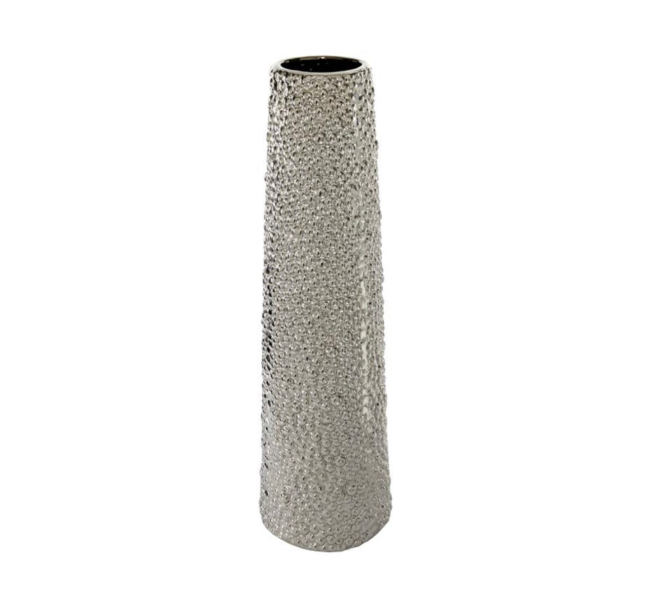 SILVER CERAMIC VASE WITH BUBBLE TEXTURE