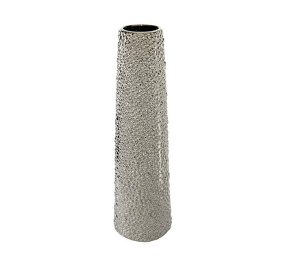 SILVER CERAMIC VASE WITH BUBBLE TEXTURE