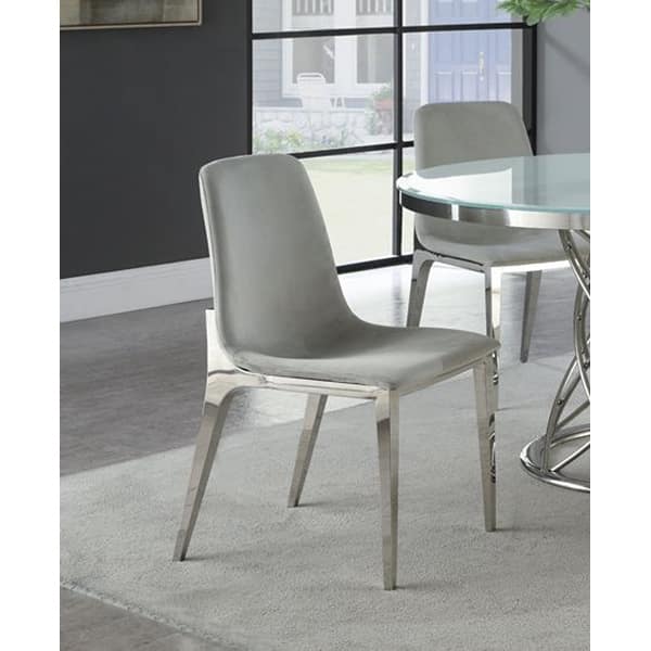 Irene Upholstered Side Chairs Light Grey and Chrome
