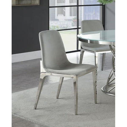 Irene Upholstered Side Chairs Light Grey and Chrome