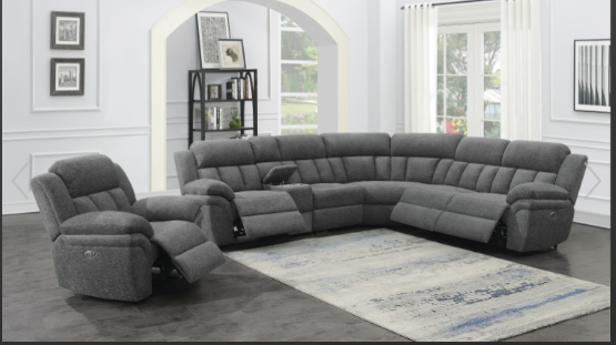 Bahrain 6-Piece Upholstered Power Sectional Charcoal