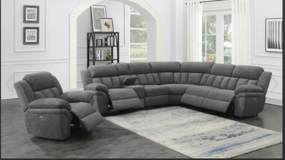 Bahrain 6-Piece Upholstered Power Sectional Charcoal