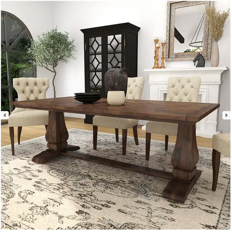 Brown Mango Wood Dining set with Parquet Inlay