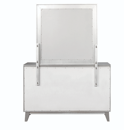 Leighton Full Panel Bed With Mirrored Accents Mercury Metallic
