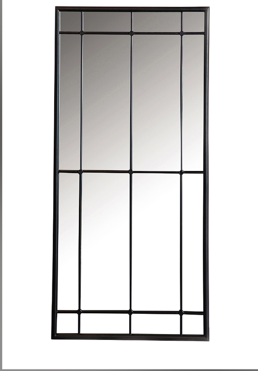Annetta Rectangular Window Pane Wall Mirror Black