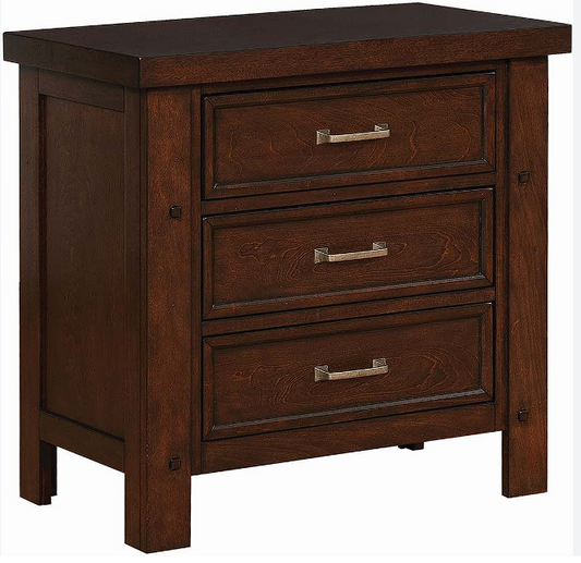 Barstow 3-Drawer Rectangular Nightstand Pinot Noir