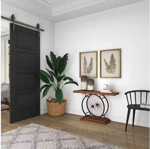 Brown Rectangle Wood Wide Slatted Top Bike Console Table with Dual Wheel Frame and Tiered Base