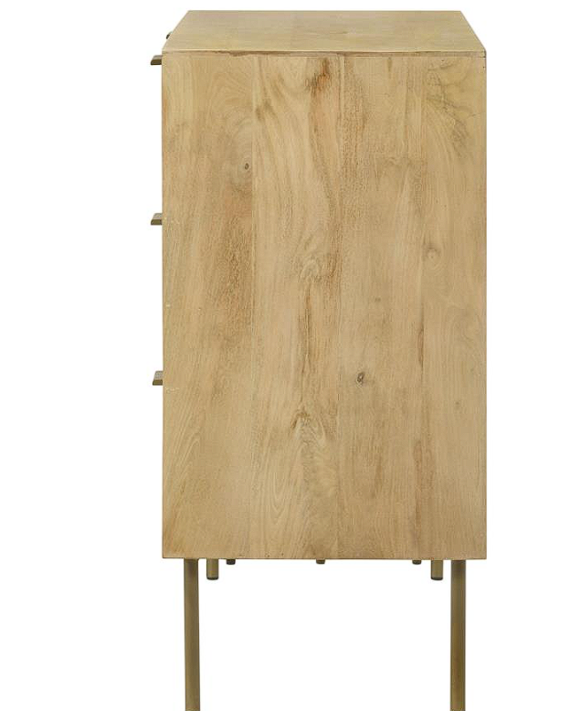 Zamora 3-drawer Accent Cabinet Natural and Antique Brass