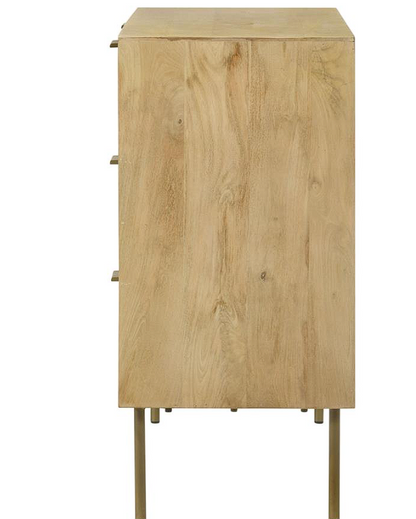 Zamora 3-drawer Accent Cabinet Natural and Antique Brass