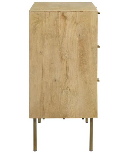 Zamora 3-drawer Accent Cabinet Natural and Antique Brass