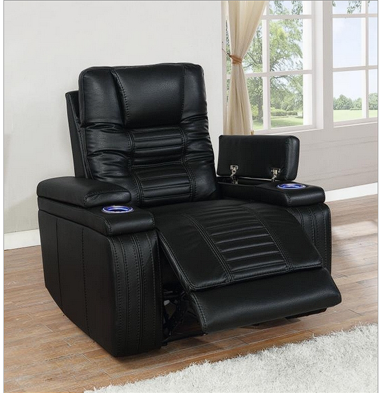 Zane Power Recliner in Black Performance Leatherette