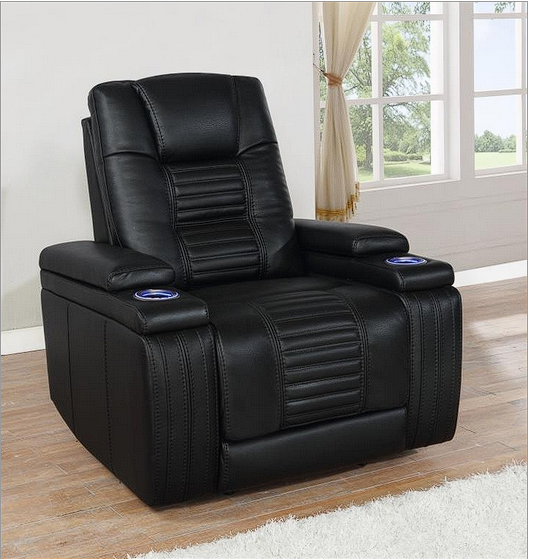 Zane Power Recliner in Black Performance Leatherette