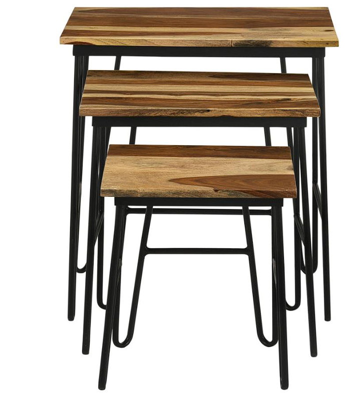 Nayeli 3-piece Nesting Table with Hairpin Legs Natural and Black