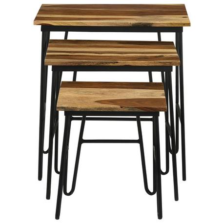 Nayeli 3-piece Nesting Table with Hairpin Legs Natural and Black
