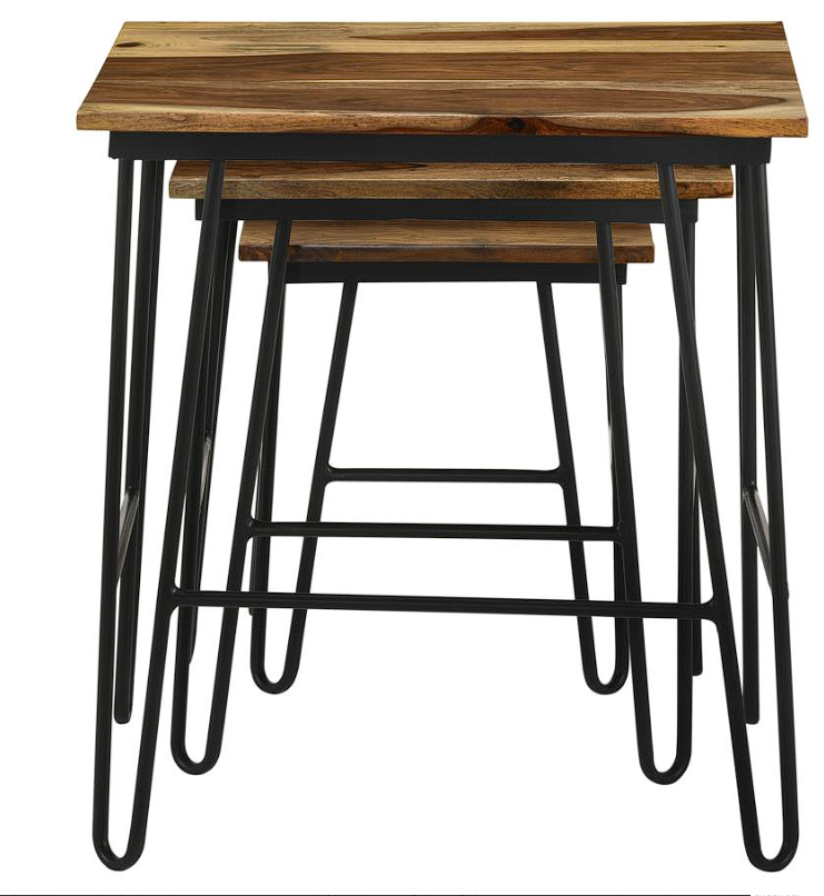 Nayeli 3-piece Nesting Table with Hairpin Legs Natural and Black