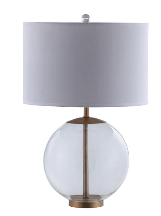 Kenny Drum Shade Table Lamp with Glass Base White