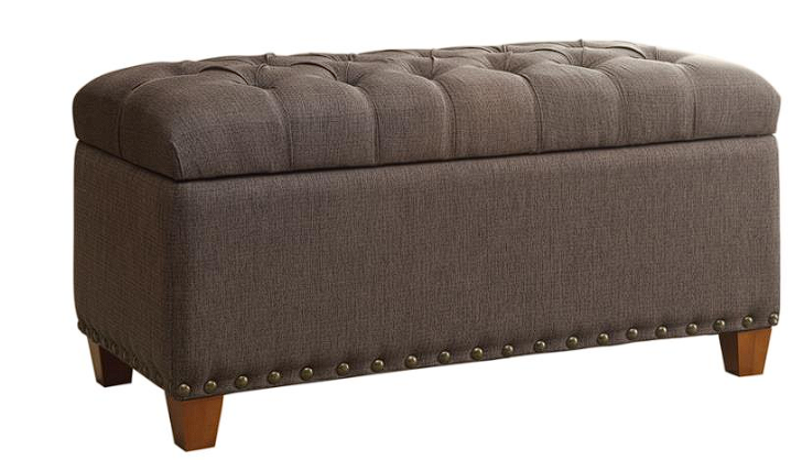 Tufted Storage Bench with Nailhead Trim Mocha