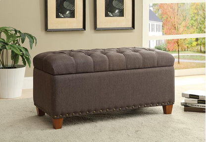 Tufted Storage Bench with Nailhead Trim Mocha