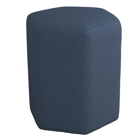 Hexagonal Upholstered Stool Blue