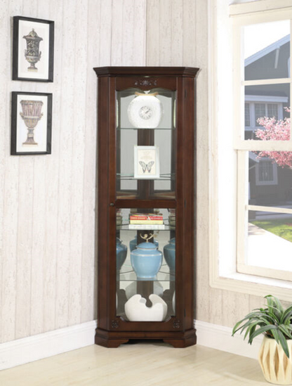 shelf Corner Curio Cabinet Golden Brown