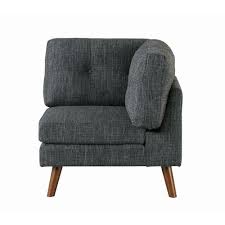 Churchill Tufted Cushion Back Corner Dark Grey and Walnut