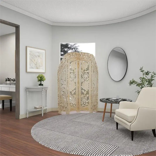 White Wood Eclectic Room Divider Screen