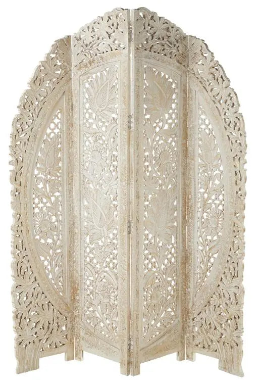 White Wood Eclectic Room Divider Screen