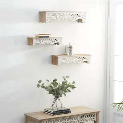 Brown Wood Vintage Wall Shelf