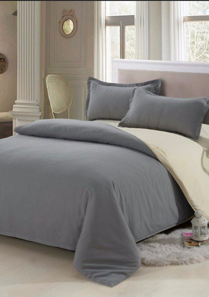3 PC SET DUVET COVER  GOLD AND GREY