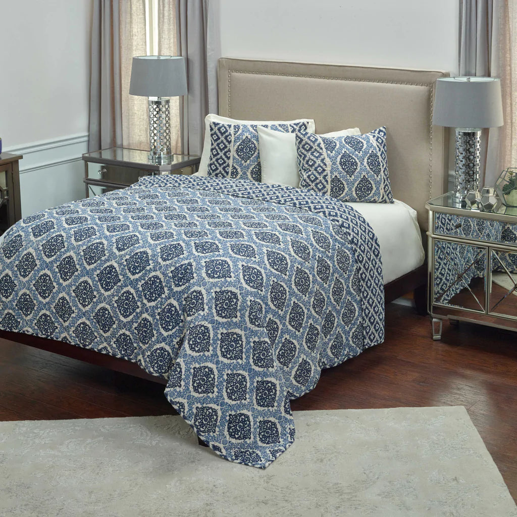 Rizzy BQ4212 Gemma Navy Bedding KING